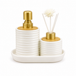 Porcelain Soap Dispenser & Reed Diffuser Set with Tray | Luxury Bathroom Accessories Set