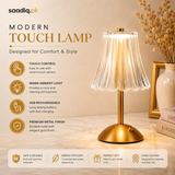 Modern Touch Table Lamp – USB Rechargeable LED Light with Warm Ambient Glow
