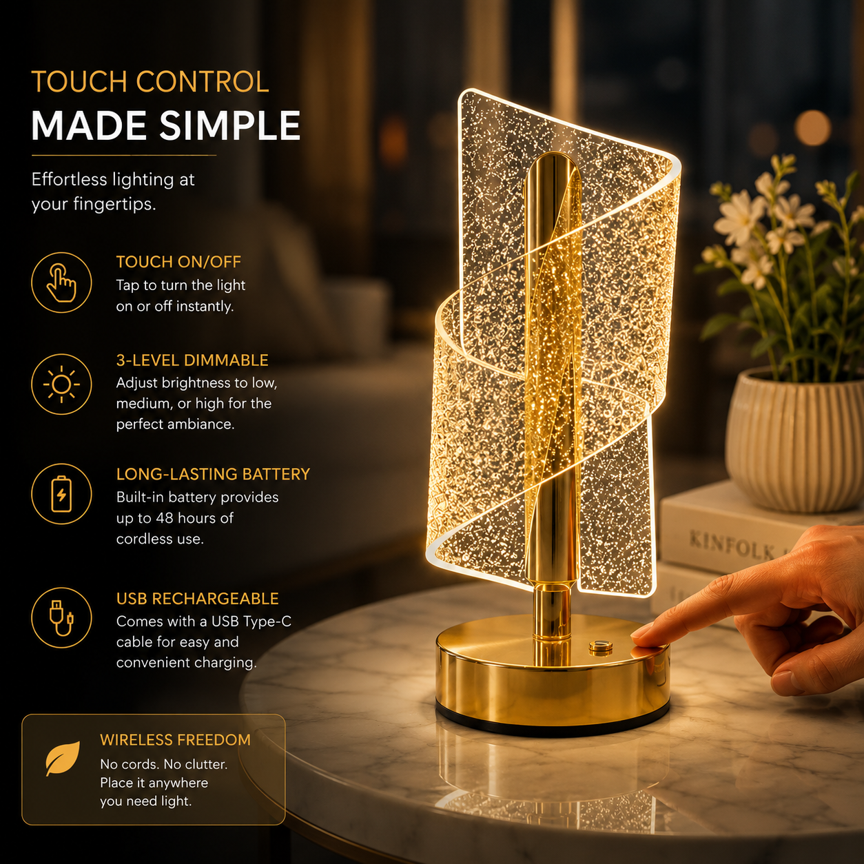 Elegant Spiral LED Table Lamp – Modern Decorative Acrylic Light