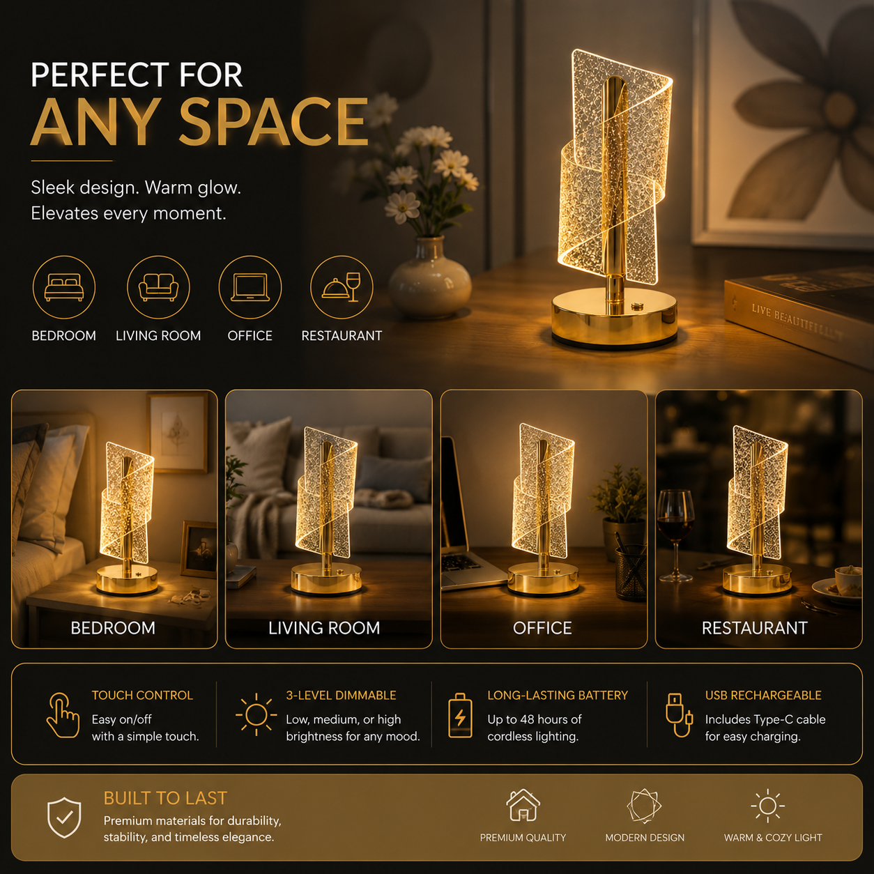 Elegant Spiral LED Table Lamp – Modern Decorative Acrylic Light
