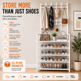 Multi-Purpose Shoe & Coat Rack with Dustproof Cover – Space Saving Storage Organizer