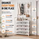 Multi-Purpose Shoe & Coat Rack with Dustproof Cover – Space Saving Storage Organizer