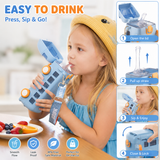 Bus Shape Water Bottle for Kids 500ML – Leakproof Straw Bottle with Carry Strap