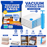 Vacuum Storage Bags with Hand Pump | Space-Saving Compression Bags for Clothes, Blankets & Bedding | 5-Pack