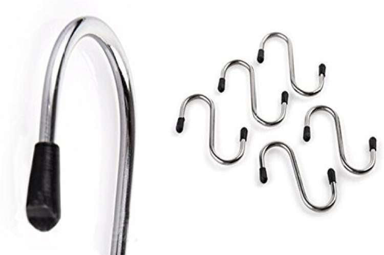 5pcs S Shaped Steel Hooks Set, Towels Hook Set, Shower Curtain Hook Rings, Kitchen Table Cloth Hanging Hook Set