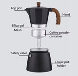 Manual Espresso Coffee Maker With Wooden Handle, Italian Espresso Brewer, Durable Mocha Maker Pot