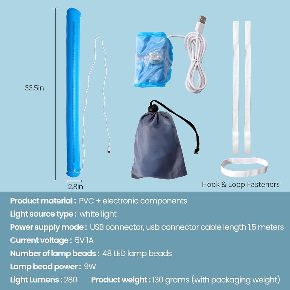 Adium Camping Inflatable Light, New Tent Portable Camping Light, USB Interface Outdoor Camping Light, Foldable Inflatable Camping Light