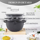 4 In 1 Colander With Lid Set, Rotatable Strainer With Bowl, Multipurpose Mixing And Strainer Set, Multipurpose Grater Colander Basket