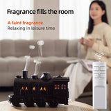 Black Train Diffuser, Train Steam Humidifier, Ultrasonic Cool Mist Air Humidifier, Fragrance Essential Oil Aroma Diffuser, Creative RC Air Freshener with LED Lamp, Circle Dispensing Essential Oil Perfume Machine