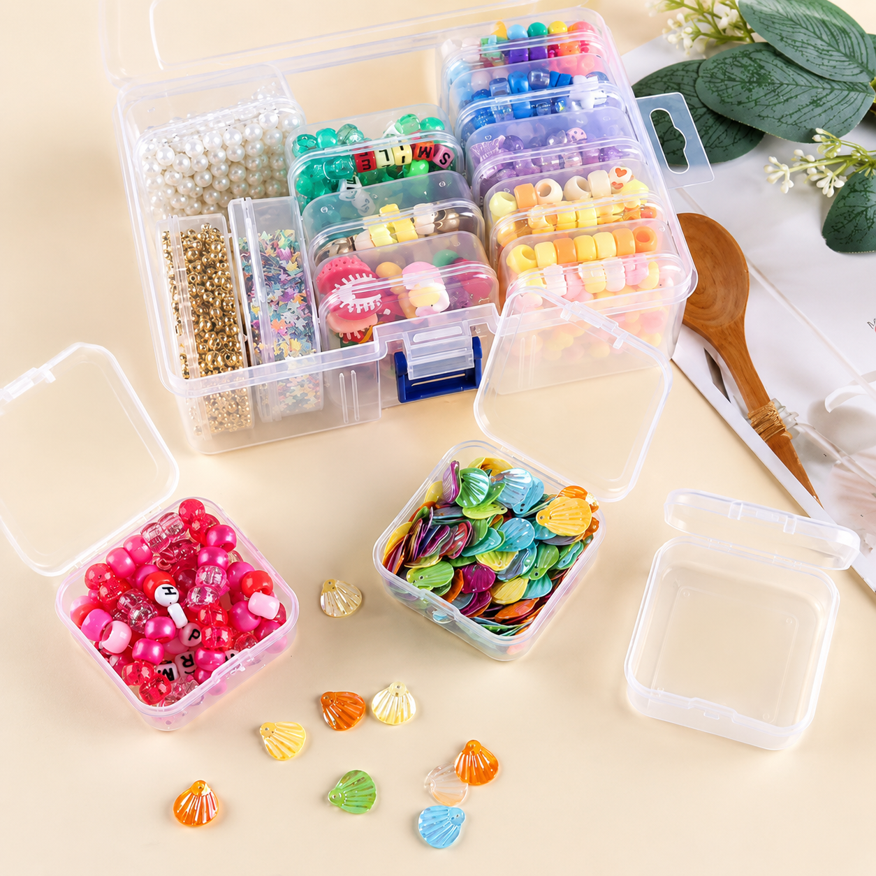 Transparent Bead Storage Organizer Box, Multi Compartment Craft Organizer, Mini Bead Collection Organizer