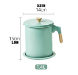 1.4 Litter Stainless Steel Kitchen Oil Filter Pot, Manual Grease Oil Container, Kitchen Oil Separator And Storage Can With Fine Mesh Strainer, Oil Trap with Lid, Strainers Pot Oil Bottle, Filter Oils Separator Tank, Kitchen Cooking Tools