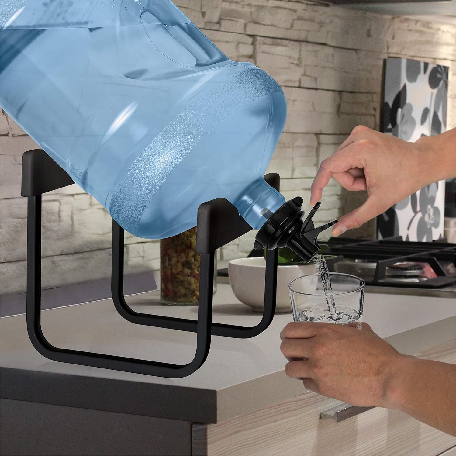 Dispenser Bottle Stand With Faucet, Non Slip Water Galloon Drink Cradle Rack with Water Spout, Purified Water Bucket Rack With Tap, Camping Water Faucet Bottled, Water Spout Barreled Water Pump, Dustproof Nozzle Tap Drinking Fountain Camping Rack