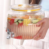 Acrylic Round Juice Container, Pot Beverage Dispenser, Fridge Juice Dispenser, Buffet Beverage Container, Juice Dispenser