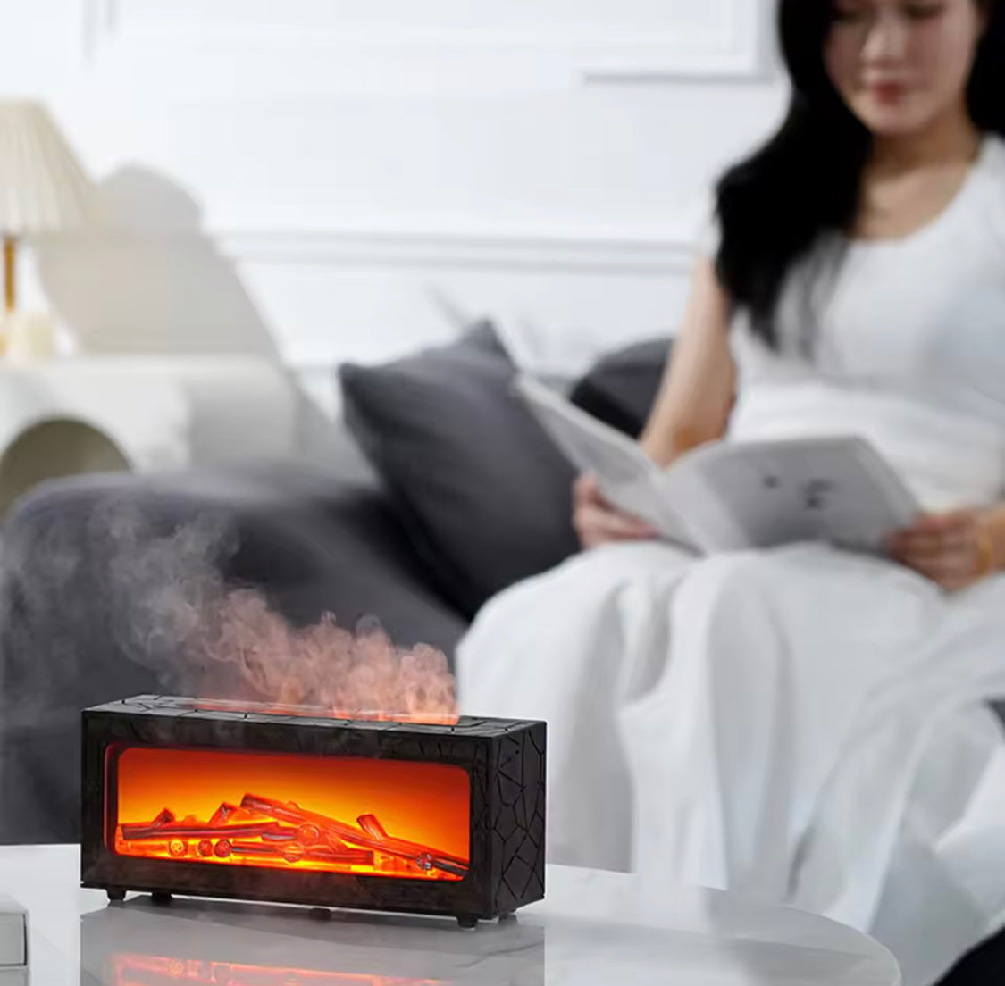 LED Fireplace Flame Diffuser, Colorful Flame Night Light Humidifier, Ultrasonic Mist Humidifier, Aroma Essential Oil Diffuser