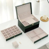 Retro Design Three Layer Jewelry Box, Multilayer Leather Earrings Organizer, Modern Style Jewelry Organizer