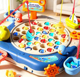 Kids Magnetic Fishing Catching Toy Game, Rotating Fish Catching Toy, Musical Educational Fishing Board Game, Kids Fishing Competition Play Set, Fishing Adventure Game Table for Kids, Educational Magnetic Fish Catching Game