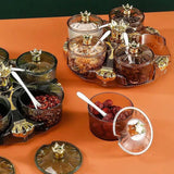 Golden Crown Spice Box, Creative Nut Candy Storage Box, Luxury Kitchen Salt Jar Pepper Sugar Bottle, Snack Tray Rotating Box, Snack Tray Rotating Box, Candy Tray Dried Fruit Tray Storage Box, Transparent Dried Fruit Box