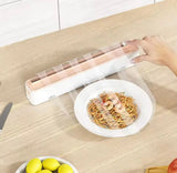 Reusable Food Wrap Cling Film With Cutter, Multipurpose Plastic Wrap Cutter, Wall Film Dispenser, Plastic Wrap Dispenser with Slide Cutter, Kitchen Organizer