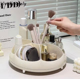 Plastic Rotating Cosmetic Storage Box, Makeup Brush Rotating Holder, Rotating Skincare Organizer