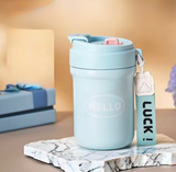 500ml Vacuum Flask Coffee Mug, Stainless Steel Kettle With Straw, Handy Waters Bottle For Gym And Office