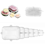 Set Of 6 Rectangular Silicon Stretch Lids, Transparent Silicone Food Sealing Cover, Reusable Durable Food Storage Covers for Bowls, Cups, Cans, Fit