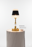Crystal Spire Gold Desk Lamp, Elegance Cylinder LED Lamp, Art Deco Crystal Lamp