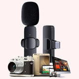 Portable Wireless Mic, Wireless Lavalier Microphone, Mini Mic For Audio Video Recording Interview Streaming Tiktok Game Live Broadcast, Lavalier Microphone for Smartphone, K8 Wireless Mini Mic for iPhone Android Type C