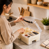 Multi Compartment Food Storage Box, 6 Compartments Food Storage Organizer Box, Kitchen Food Storage Container with Lid