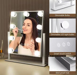 Smart Touch Vanity Mirror with Lights, Vanity Makeup Mirror with 3 Dimmable LED Bulbs, Rotatable Dressing Tabletop Mirror