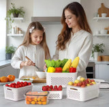 3pcs Refrigerator Organizer Box With Draining Basket, Transparent Refrigerator Food Storage Box, Multi Use Fridge Fruit Vegetable Storage Box