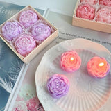 Elegant 4pcs Flower Shaped Aromatherapy Candles, Floral Rose Scented Candle, Handmade Room Decor Candles, Rose Scented Candle