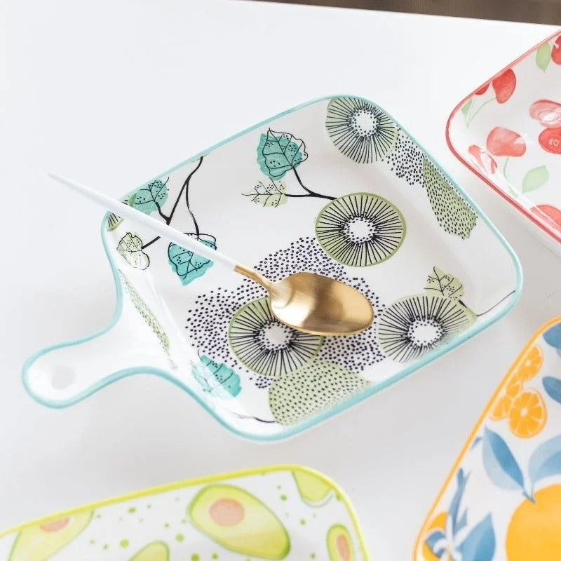 DANNY HOME Fruit Print Ceramic Serving Dish – Elegant Tableware for Serving Fruits & Snacks
