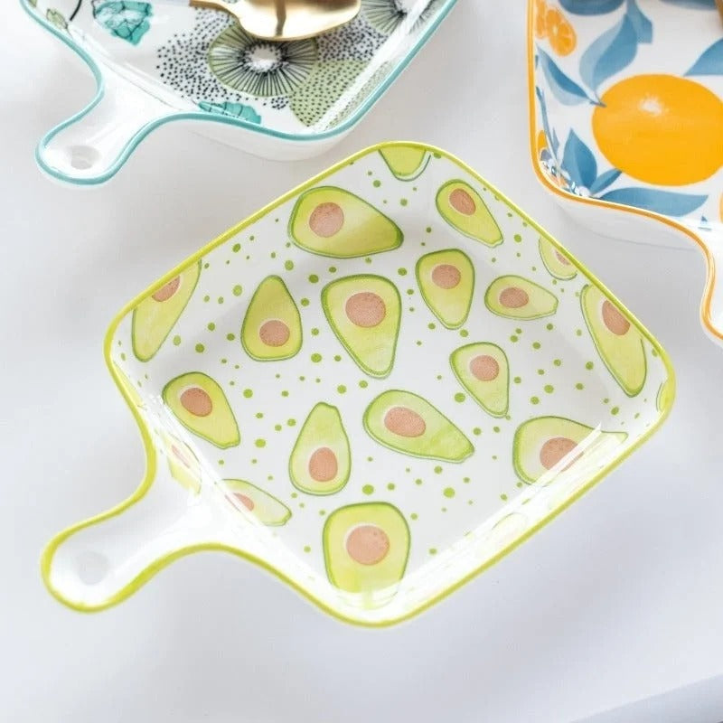 DANNY HOME Fruit Print Ceramic Serving Dish – Elegant Tableware for Serving Fruits & Snacks