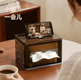 Glacier Pattern Desktop Tissue Box, Countertop Remote Control Storage Box, Desktop Tissue Box With Storage Holder, Remote Holder