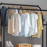 Dual Pole Metal Clothes Stand With Shoe Tiers, Standing Wardrobe Clothes Rack, Floor Stand Drying Rack