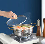 Stainless Steel Korean Ramen Pot, Noodles Seafood Cooking Saucepan, Steel Hotpot Pan
