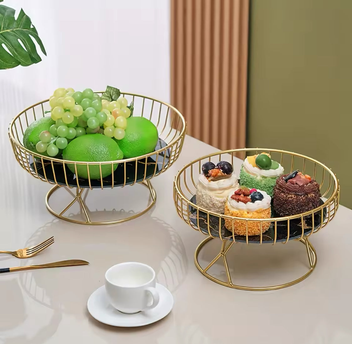 Luxury Fruit Round Bowl Tray, Home Living Room Table Tray, Decorations Fruit Bowl