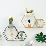 Double Layer Hexagonal Wall Floating Shelf, Nordic Style Hexagon Wall Shelf, Wall Mounted Rack for Books