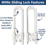 Set Of 2 Sliding Cabinet Lock, U Shaped Kitchen Cabinet Lock, Adjustable Child Safety Lock