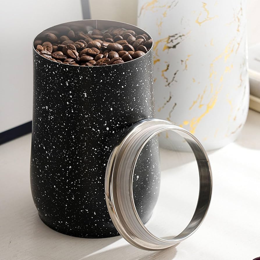 Metal Coffee Bean Container, Airtight Food Jar Container, Modern Marble Design Ceramic Jar, Storage Jar Gift Home Decor
