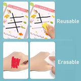 Level 1 Magical Tracing 32 Pages Work Book With Pen, Reusable Calligraphy Copy Book, Practice Drawing Book, Kids Educational Learning Book, Logic Thinking Training Notebook, Practice Copy Control Training Book