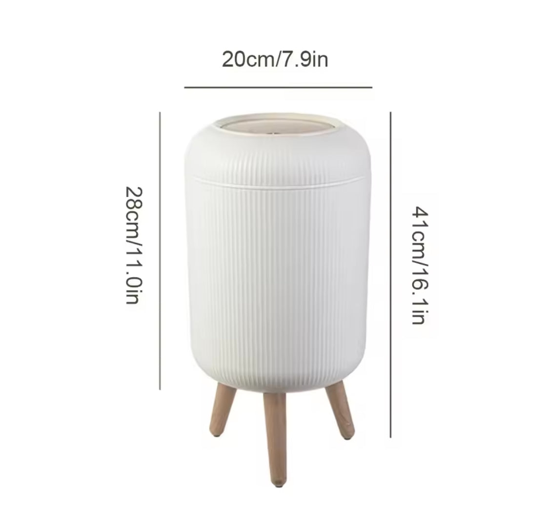 Wooden Pattern Trash Can, Creative Kitchen Dust Bin With Press Cover, Living Room Toilet Garbage Container, Foot Imitation Wood Rubbish Can, Bathroom Kitchen Garbage Bucket