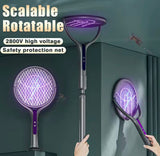 Telescopic Rechargeable Mosquito Swatter Racket, Extendable Head Bug Zapper Racket, Mosquito Trap Lamp, Home Bug Insect Racket, Electric Fly Swatter Racket