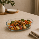 Delisoga Oval Glass Baking & Serving Dish | Clear Oven-to-Table Roaster for Baking, Roasting & Serving