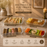 DELISOGA Rectangular Glass Serving Dish | Crystal-Cut Serving Tray for Snacks, Desserts, Fruits & Table Serving