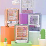 Mini Desktop Air Cooler Fan with Mist Spray & LED Light – Rechargeable USB Cooling Fan