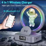 Astronaut Atmosphere Night Light With Bluetooth Speaker, Magnetic Levitation Lamp With Bluetooth Speaker, Wireless Charging Alarm Clock With Night Light