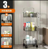 Multi Purpose Ripple Square Transparent Shelf, Multi Layer Mobile Bookshelf, Storage Cart