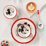 Disney Original Mickey Mouse 5-Piece Ceramic Dinnerware Set | Kids Plate, Bowl, Cup & Spoon Gift Set