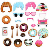 22 Pcs Donut Birthday Props, Donut Photo Booth Props, DIY Donut Birthday Party Selfie Props, Theme Birthday Party Celebration and Decoration